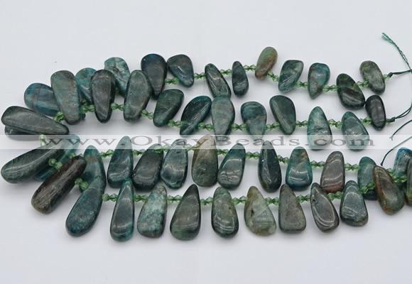 CTD492 Top drilled 10*22mm - 15*45mm freeform green apatite beads