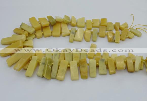 CTD498 Top drilled 10*25mm - 10*45mm sticks yellow jade beads