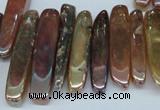 CTD525 Top drilled 10*25mm - 10*60mm wand plated agate beads