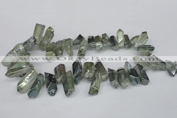 CTD543 Top drilled 10*20mm - 12*35mm nuggets plated quartz beads