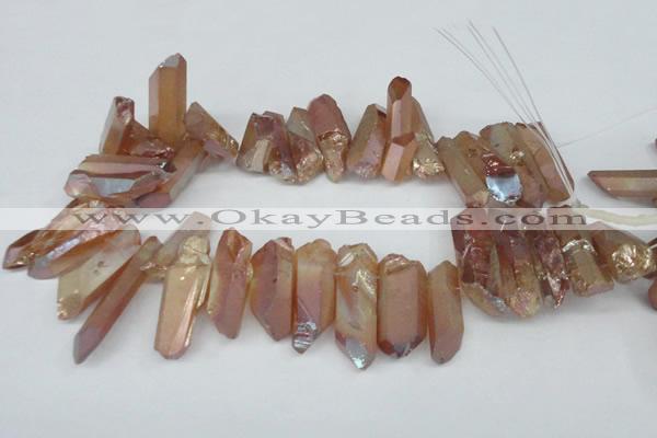 CTD547 Top drilled 12*25mm - 12*45mm nuggets plated quartz beads