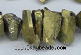 CTD549 Top drilled 12*20mm - 12*25mm nuggets plated quartz beads