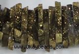 CTD558 Top drilled 6*15mm - 10*40mm wand plated agate beads