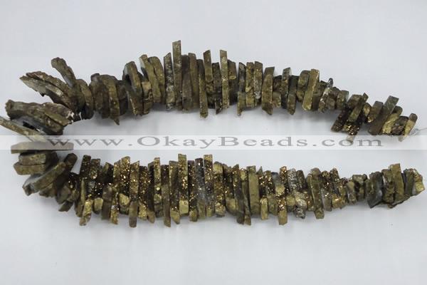 CTD558 Top drilled 6*15mm - 10*40mm wand plated agate beads