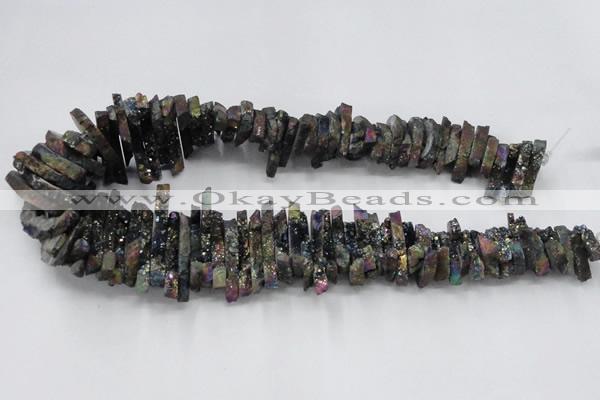 CTD559 Top drilled 6*15mm - 10*40mm wand plated agate beads