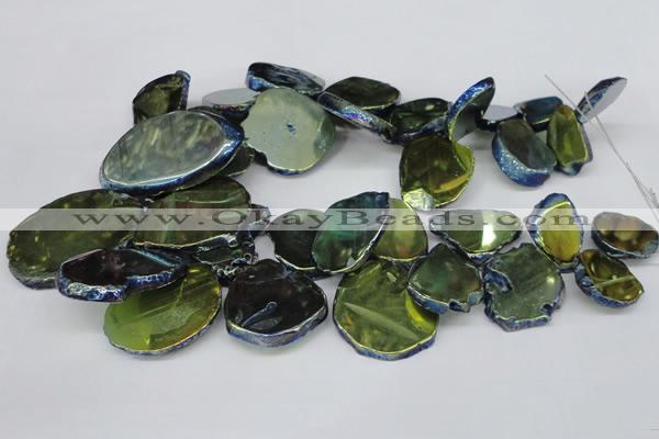 CTD573 Top drilled 20*30mm - 30*45mm freeform plated agate beads