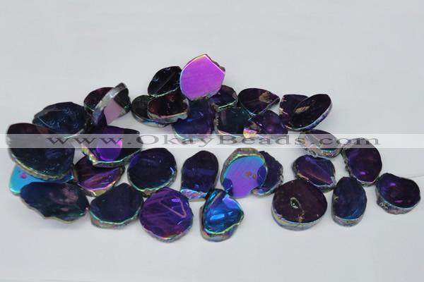 CTD575 Top drilled 20*30mm - 30*45mm freeform plated agate beads