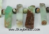 CTD639 Top drilled 8*20mm - 8*45mm wand australia chrysoprase beads