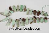 CTD640 Top drilled 10*25mm - 12*45mm wand australia chrysoprase beads