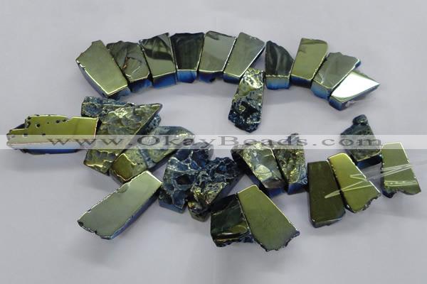 CTD746 Top drilled 15*25mm - 20*65mm freeform plated agate beads