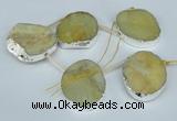 CTD768 30*35mm - 35*45mm freeform agate beads with brass setting