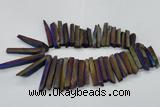 CTD834 15.5 inches 6*30mm - 8*65mm sticks plated agate beads