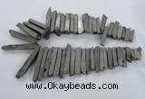 CTD835 Top drilled 6*25mm - 8*55mm sticks plated agate beads