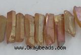 CTD911 Top drilled 5*15mm - 6*25mm wand plated quartz beads