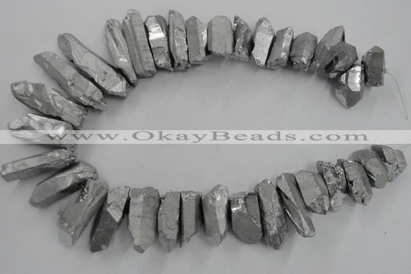 CTD922 Top drilled 15*20mm - 18*38mm wand plated quartz beads