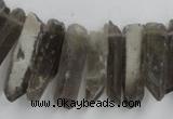 CTD927 Top drilled 6*18mm - 6*35mm wand smoky quartz beads