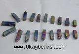 CTD985 Top drilled 8*25mm - 10*45mm sticks plated druzy amethyst beads