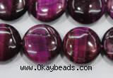 CTE1006 15.5 inches 20mm flat round dyed red tiger eye beads