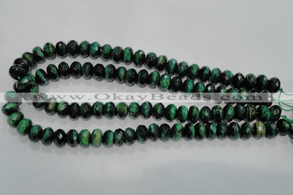 CTE1023 15.5 inches 8*12mm faceted rondelle dyed green tiger eye beads