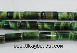 CTE1029 15.5 inches 6*12mm tube dyed green tiger eye beads wholesale