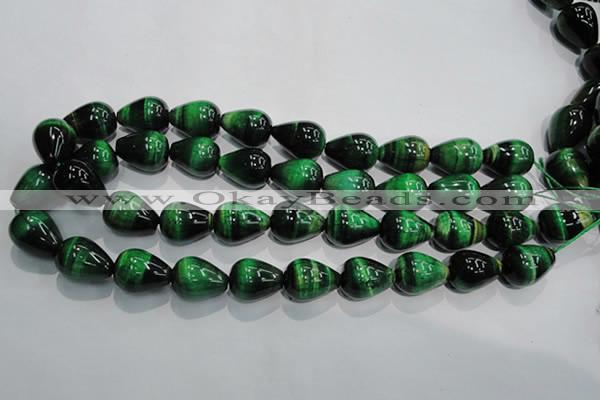 CTE1033 15.5 inches 15*20mm teardrop dyed green tiger eye beads