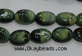 CTE1048 15.5 inches 10*14mm oval dyed green tiger eye beads