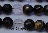 CTE1132 15 inches 8mm faceted round mixed tiger eye & white crystal beads