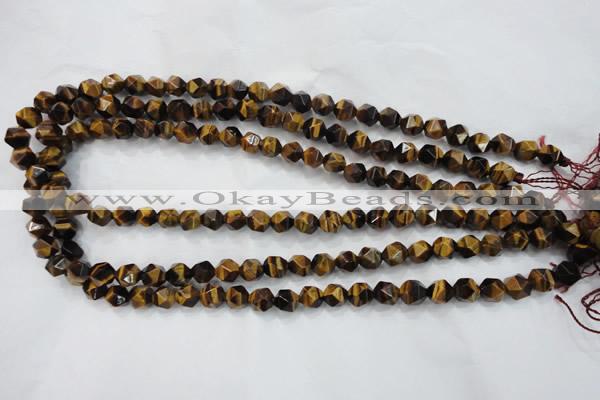 CTE1200 15 inches 6mm faceted nuggets yellow tiger eye beads