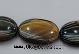 CTE1364 15.5 inches 15*20mm oval yellow & blue tiger eye beads