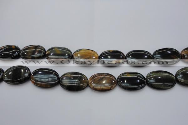 CTE1364 15.5 inches 15*20mm oval yellow & blue tiger eye beads