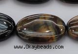 CTE1367 15.5 inches 25*35mm oval yellow & blue tiger eye beads