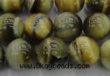 CTE1444 15.5 inches 12mm round golden & blue tiger eye beads