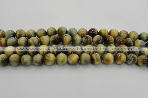 CTE1445 15.5 inches 14mm round golden & blue tiger eye beads