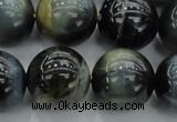 CTE1455 15.5 inches 14mm round golden & blue tiger eye beads