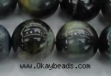 CTE1458 15.5 inches 20mm round golden & blue tiger eye beads