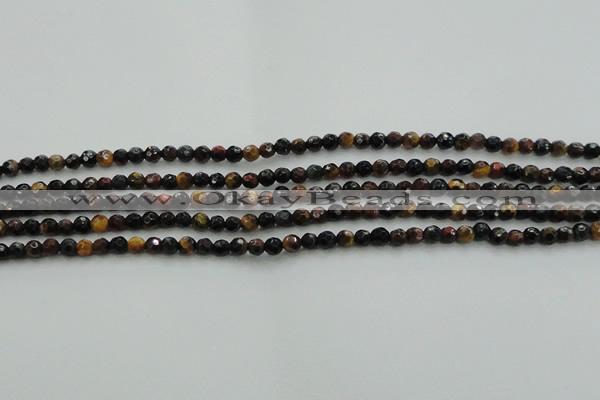 CTE1470 15.5 inches 4mm faceted round mixed tiger eye beads