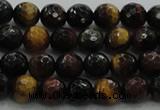 CTE1472 15.5 inches 8mm faceted round mixed tiger eye beads