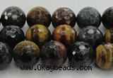 CTE1473 15.5 inches 10mm faceted round mixed tiger eye beads