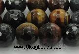 CTE1475 15.5 inches 14mm faceted round mixed tiger eye beads