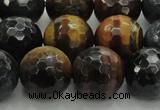 CTE1477 15.5 inches 18mm faceted round mixed tiger eye beads