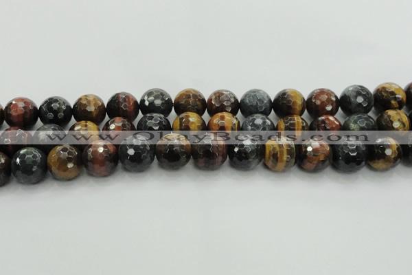 CTE1477 15.5 inches 18mm faceted round mixed tiger eye beads