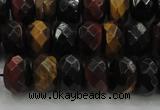 CTE1483 15.5 inches 7*12mm faceted rondelle mixed tiger eye beads