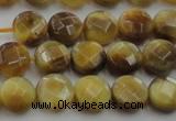 CTE1535 15.5 inches 8mm faceted coin golden tiger eye beads