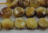 CTE1536 15.5 inches 10mm faceted coin golden tiger eye beads