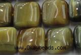 CTE1566 15.5 inches 16*16mm square golden & blue tiger eye beads wholesale