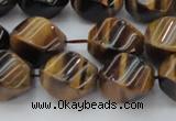 CTE1590 15.5 inches 10*14mm twisted rice yellow tiger eye beads