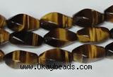 CTE172 15.5 inches 8*16mm twisted rice yellow tiger eye gemstone beads