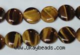 CTE175 15.5 inches 10mm flat round yellow tiger eye gemstone beads