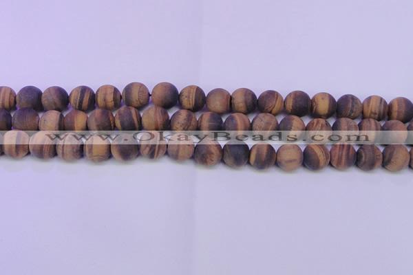 CTE1775 15.5 inches 14mm round matte yellow tiger eye beads