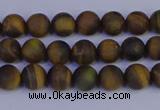 CTE1810 15.5 inches 4mm round matte yellow iron tiger beads